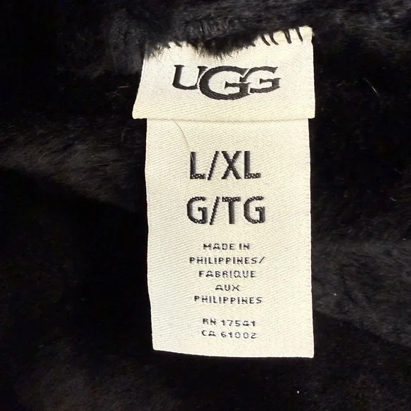 UGG Genuine Shearling Trapper Hat Black Aviator Winter Hat Leather L/XL
